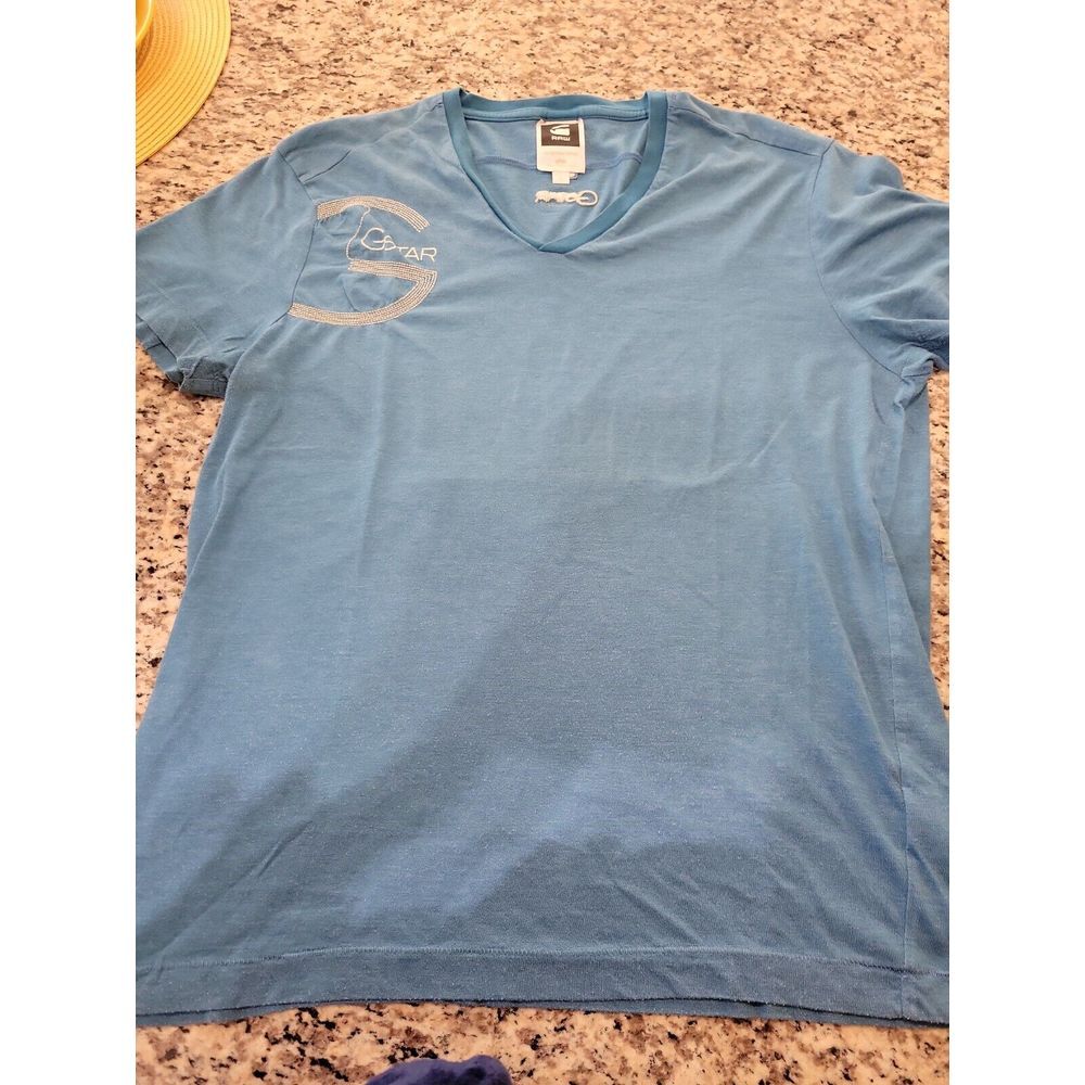 G-Star RAW Men's Size Large Slim Fit Crew-Neck Short Sleeve T-Shirt Blue